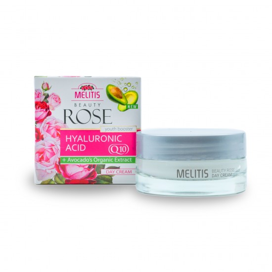 Дневен крем за лице "Melitis Beauty Rose" с хиалуронова киселина, Q10 и натурален екстракт от авокадо 50мл.