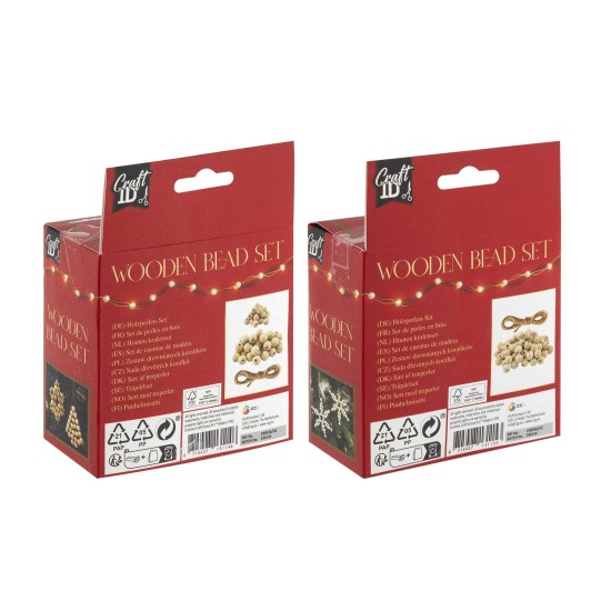Craft ID Комплект мъниста за коледна украса, дървени, асорти, опаковка 48 Craft ID Комплект мъниста за коледна украса, дървени, асорти, опаковка 48