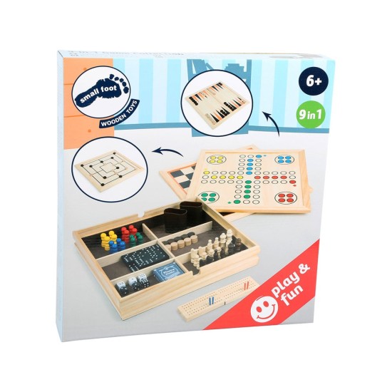Small Foot Колекция игри 9 в 1, в дървена кутия Small Foot Колекция игри 9 в 1, в дървена кутия