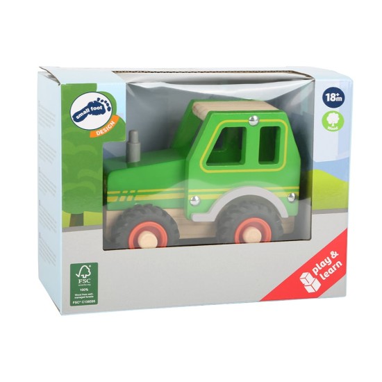 Small Foot Трактор, дървен, зелен, 13 х 7 х 10 cm Small Foot Трактор, дървен, зелен, 13 х 7 х 10 cm