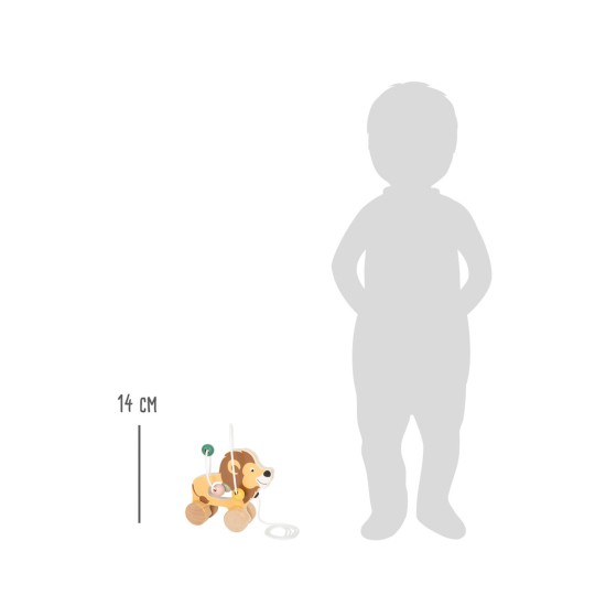 Small Foot Лъвче, дървена играчка за дърпане със спирала, сафари Small Foot Лъвче, дървена играчка за дърпане със спирала, сафари