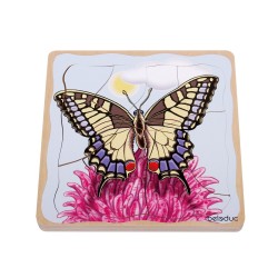 Beleduc Пъзел Жизнен цикъл на пеперуда, на слоеве, дървен Beleduc Пъзел Жизнен цикъл на пеперуда, на слоеве, дървен