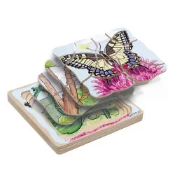 Beleduc Пъзел Жизнен цикъл на пеперуда, на слоеве, дървен Beleduc Пъзел Жизнен цикъл на пеперуда, на слоеве, дървен