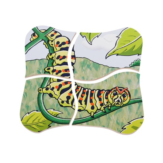 Beleduc Пъзел Жизнен цикъл на пеперуда, на слоеве, дървен Beleduc Пъзел Жизнен цикъл на пеперуда, на слоеве, дървен