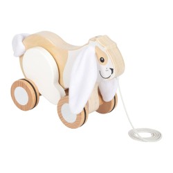 Small Foot Зайче за дърпане, дървено, с шумящи уши