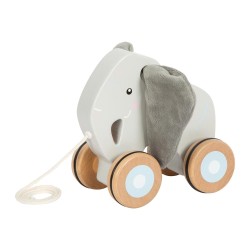 Small Foot Слонче за дърпане, дървено, с шумящи уши