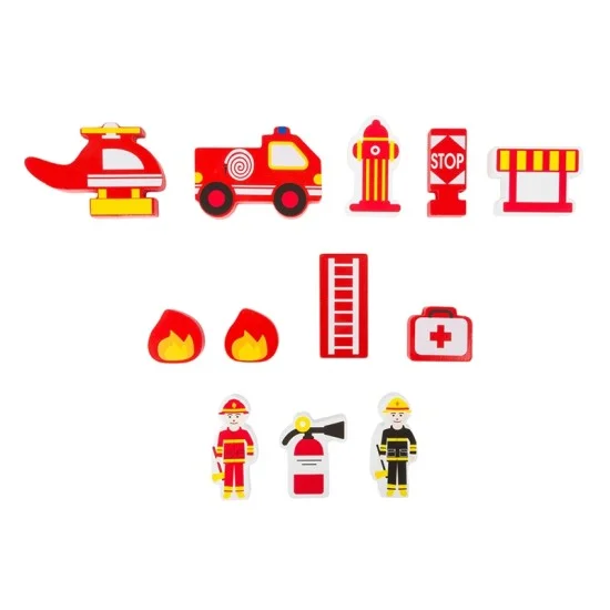 Small Foot Комплект за игра Пожарна, в куфарче, 13 части