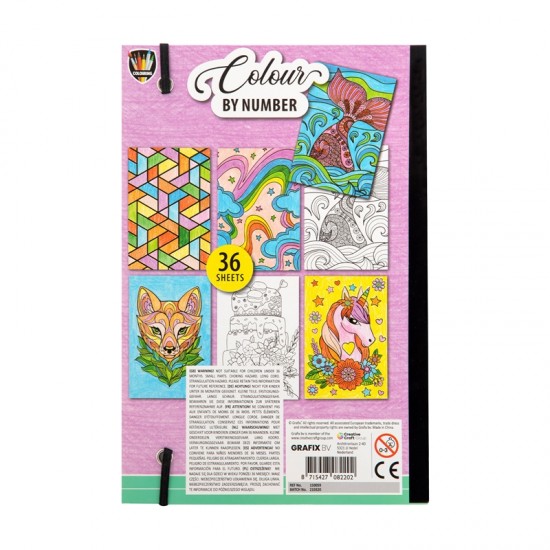 Grafix Книжка за оцветяване, по номера, с 6 двойни молива