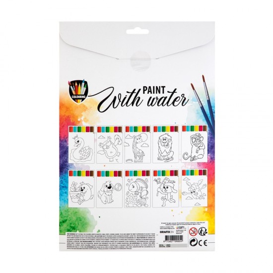 Grafix Комплект за рисуване с вода, с 10 листа и 2 четки
