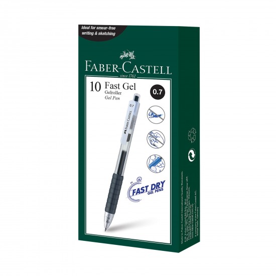 Faber-Castell Ролер Fast Gel, автоматичен, 0.7 mm, черен