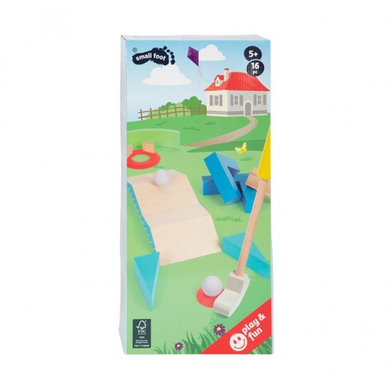 Small Foot Комплект мини голф, дървен, 16 части Small Foot Комплект мини голф, дървен, 16 части