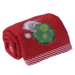 ХАВЛИЕНА КЪРПА КОЛЕДНА С БРОДЕРИЯ 30/50 ЧЕРВЕНО ХАВЛИЕНА КЪРПА КОЛЕДНА С БРОДЕРИЯ 30/50 ЧЕРВЕНО