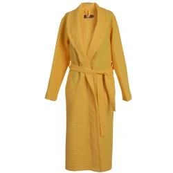 ХАЛАТ ЗА БАНЯ ВАФЕЛ ШАЛ ЯКА XXL - ЖЪЛТ