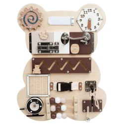Дървен Бизи Борд Мече GINGER HOME, Монтесори Дъска за Фина Моторика, 30x39 см Дървен Бизи Борд Мече GINGER HOME, Монтесори Дъска за Фина Моторика, 30x39 см