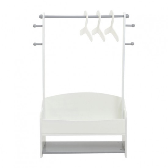 Дървена Стойка за Детски Дрехи, Етажерка с Рафтове за Съхранение - WHITE/GREY Дървена Стойка за Детски Дрехи, Етажерка с Рафтове за Съхранение - WHITE/GREY