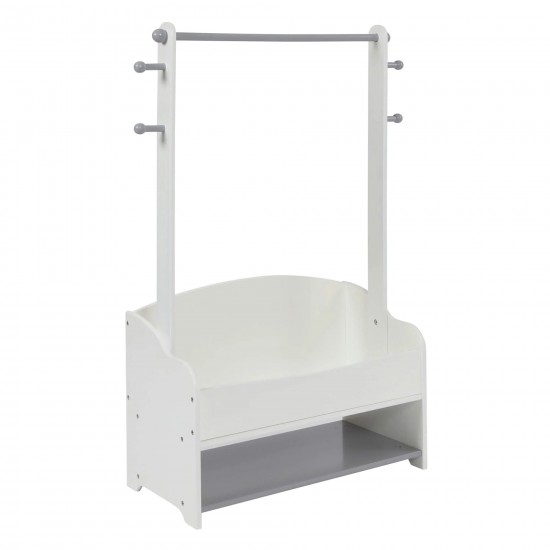 Дървена Стойка за Детски Дрехи, Етажерка с Рафтове за Съхранение - WHITE/GREY Дървена Стойка за Детски Дрехи, Етажерка с Рафтове за Съхранение - WHITE/GREY