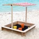 Детски Пясъчник GINGER HOME с Регулируем Покрив с UV Защита, 117x117x113 см, Дървен – Идеален за Игра на Открито Детски Пясъчник GINGER HOME с Регулируем Покрив с UV Защита, 117x117x113 см, Дървен – Идеален за Игра на Открито