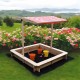 Детски Пясъчник GINGER HOME с Регулируем Покрив с UV Защита, 117x117x113 см, Дървен – Идеален за Игра на Открито Детски Пясъчник GINGER HOME с Регулируем Покрив с UV Защита, 117x117x113 см, Дървен – Идеален за Игра на Открито