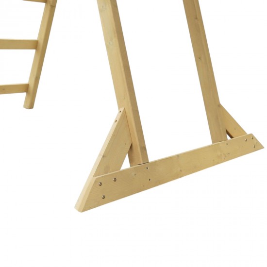 Детска Дървена Катерушка с Пързалка 2.2 м GINGER HOME, За Игра на Двора Детска Дървена Катерушка с Пързалка 2.2 м GINGER HOME, За Игра на Двора