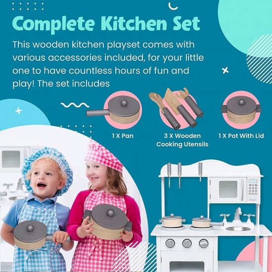 Детска Дървена Кухня GINGER HOME Бяла W10C404H Детска Дървена Кухня GINGER HOME Бяла W10C404H