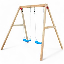 Детска Дървена Люлка GINGER HOME за Градина, Двойна, 225x200x201 см