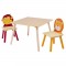 Детска Дървена Маса с 2 Столчета, Комплект - за Учене, Игра, Рисуване, Хранене - ANIMALS