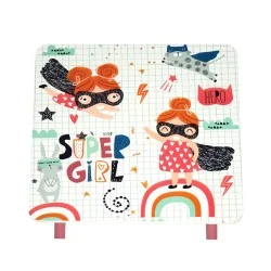 Детска Дървена Маса с 2 Столчета, Комплект за Учене, Игра, Рисуване, Хранене, Бяло, Розово - SUPER GIRL