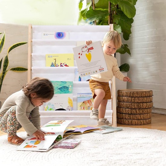 Детска Етажерка за Книги Дърво GINGER HOME, 6 Рафта, Монтесори 64x30x79 см Детска Етажерка за Книги Дърво GINGER HOME, 6 Рафта, Монтесори 64x30x79 см