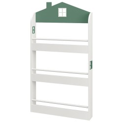 Детска Етажерка за Книги и Играчки GINGER HOME – Къщичка, 3 Рафта, Дърво, 60x12x106 см