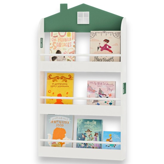 Детска Етажерка за Книги и Играчки GINGER HOME – Къщичка, 3 Рафта, Дърво, 60x12x106 см Детска Етажерка за Книги и Играчки GINGER HOME – Къщичка, 3 Рафта, Дърво, 60x12x106 см