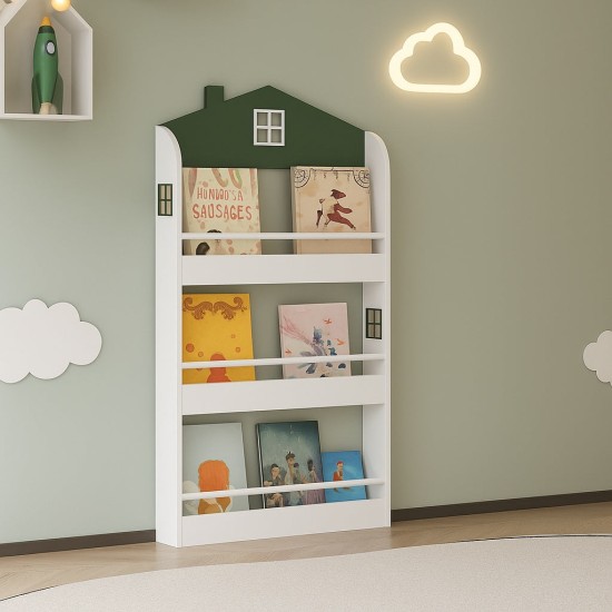 Детска Етажерка за Книги и Играчки GINGER HOME – Къщичка, 3 Рафта, Дърво, 60x12x106 см Детска Етажерка за Книги и Играчки GINGER HOME – Къщичка, 3 Рафта, Дърво, 60x12x106 см
