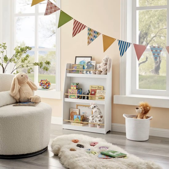 Детска Етажерка GINGER HOME, Дървен Органайзер за Книжки и Играчки, Бял Цвят, за Уютната Детска Стая Детска Етажерка GINGER HOME, Дървен Органайзер за Книжки и Играчки, Бял Цвят, за Уютната Детска Стая