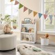 Детска Етажерка GINGER HOME, Дървен Органайзер за Книжки и Играчки, Бял Цвят, за Уютната Детска Стая Детска Етажерка GINGER HOME, Дървен Органайзер за Книжки и Играчки, Бял Цвят, за Уютната Детска Стая