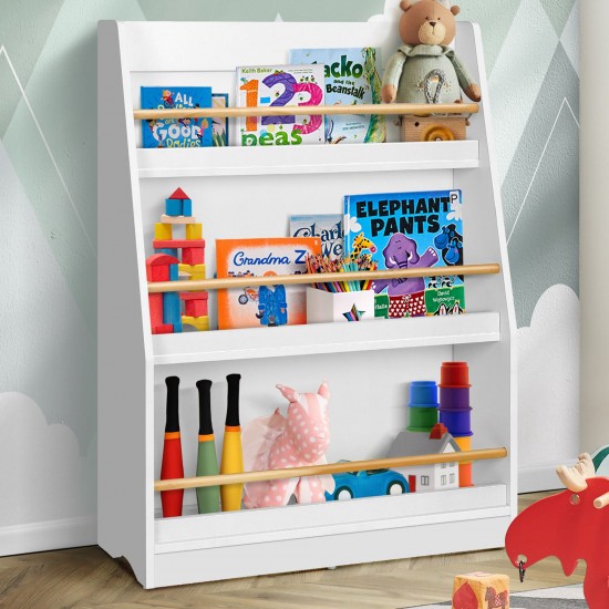Детска Етажерка GINGER HOME, Дървен Органайзер за Книжки и Играчки, Бял Цвят, за Уютната Детска Стая Детска Етажерка GINGER HOME, Дървен Органайзер за Книжки и Играчки, Бял Цвят, за Уютната Детска Стая
