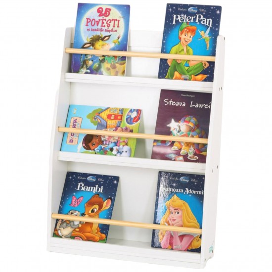 Детска Етажерка GINGER HOME, Дървен Органайзер за Книжки и Играчки, Бял Цвят, за Уютната Детска Стая Детска Етажерка GINGER HOME, Дървен Органайзер за Книжки и Играчки, Бял Цвят, за Уютната Детска Стая
