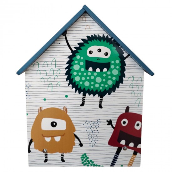 Детска етажерка GINGER HOME - Къщичка MONSTER, Синя за съхранение на играчки и книжки Детска етажерка GINGER HOME - Къщичка MONSTER, Синя за съхранение на играчки и книжки
