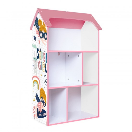Детска етажерка GINGER HOME - Къщичка SUPER GIRL, Розова за съхранение на играчки и книжки Детска етажерка GINGER HOME - Къщичка SUPER GIRL, Розова за съхранение на играчки и книжки