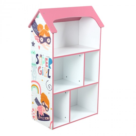 Детска етажерка GINGER HOME - Къщичка SUPER GIRL, Розова за съхранение на играчки и книжки Детска етажерка GINGER HOME - Къщичка SUPER GIRL, Розова за съхранение на играчки и книжки