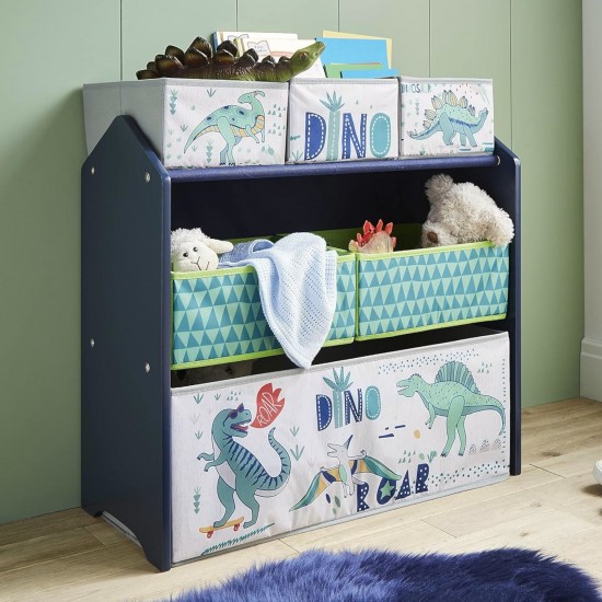 Детска Етажерка GINGER HOME, Органайзер за Играчки с Кутии за Съхранение DINOSAUR