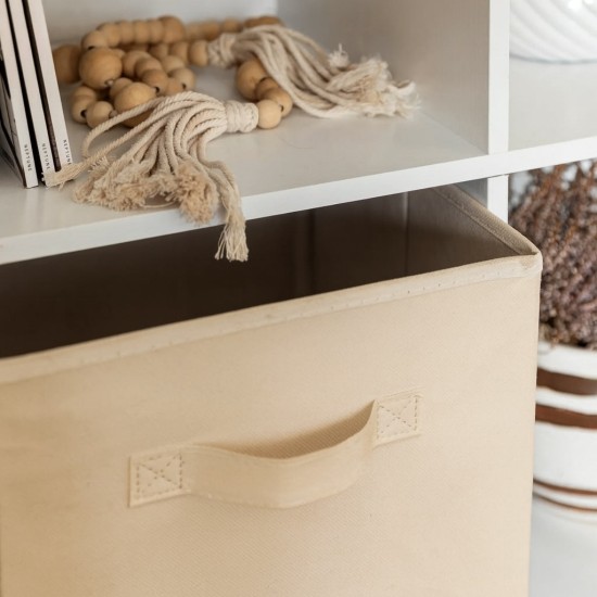 Детска Етажерка, Органайзер за Играчки, GINGER HOME с 6 Отделения и Текстилни Кутии, Бяла, Монтесори Мебел