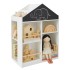 Детска Етажерка за Играчки и Книги GINGER HOME, Къща с Рафтoве и Дъска за Рисуване, Монтесори, Бяла, 72.5x40x95.8 см