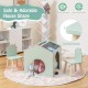 Детска Маса GINGER HOME с 2 Столчета - Мултиактивна Къщичка с Черна Дъска, Плот за Рисуване и Четене Детска Маса GINGER HOME с 2 Столчета - Мултиактивна Къщичка с Черна Дъска, Плот за Рисуване и Четене