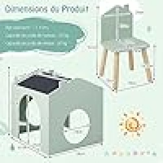Детска Маса GINGER HOME с 2 Столчета - Мултиактивна Къщичка с Черна Дъска, Плот за Рисуване и Четене Детска Маса GINGER HOME с 2 Столчета - Мултиактивна Къщичка с Черна Дъска, Плот за Рисуване и Четене