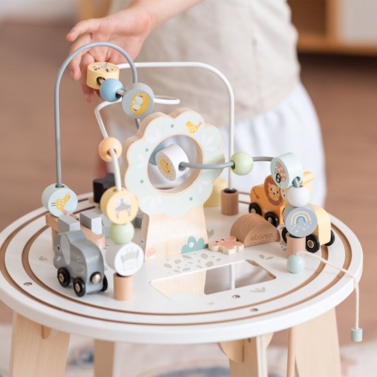 Детска Дървена Образователна Маса с Лабиринт и Мъниста GINGER HOME, 40x40x54 см Детска Дървена Образователна Маса с Лабиринт и Мъниста GINGER HOME, 40x40x54 см