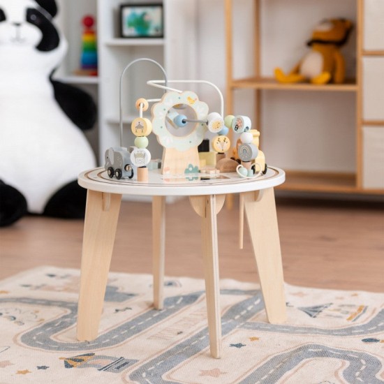 Детска Дървена Образователна Маса с Лабиринт и Мъниста GINGER HOME, 40x40x54 см Детска Дървена Образователна Маса с Лабиринт и Мъниста GINGER HOME, 40x40x54 см