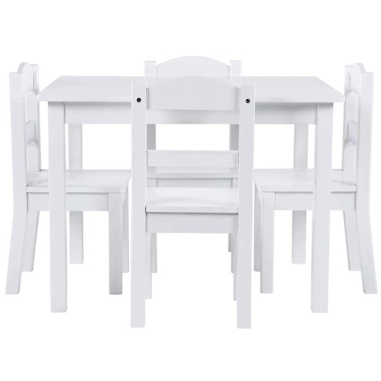 Детска Маса с 4 Столчета GINGER HOME, Дървен Комплект за Игра и Учение, Бял, 66x56x48 см Детска Маса с 4 Столчета GINGER HOME, Дървен Комплект за Игра и Учение, Бял, 66x56x48 см