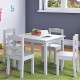 Детска Маса с 4 Столчета GINGER HOME, Дървен Комплект за Игра и Учение, Бял, 66x56x48 см Детска Маса с 4 Столчета GINGER HOME, Дървен Комплект за Игра и Учение, Бял, 66x56x48 см