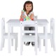 Детска Маса с 4 Столчета GINGER HOME, Дървен Комплект за Игра и Учение, Бял, 66x56x48 см Детска Маса с 4 Столчета GINGER HOME, Дървен Комплект за Игра и Учение, Бял, 66x56x48 см