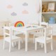 Детска Маса с 4 Столчета GINGER HOME, Дървен Комплект за Игра и Учение, Бял, 66x56x48 см Детска Маса с 4 Столчета GINGER HOME, Дървен Комплект за Игра и Учение, Бял, 66x56x48 см