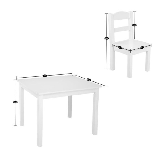 Детска Маса с 4 Столчета GINGER HOME, Дървен Комплект за Игра и Учение, Бял, 66x56x48 см Детска Маса с 4 Столчета GINGER HOME, Дървен Комплект за Игра и Учение, Бял, 66x56x48 см